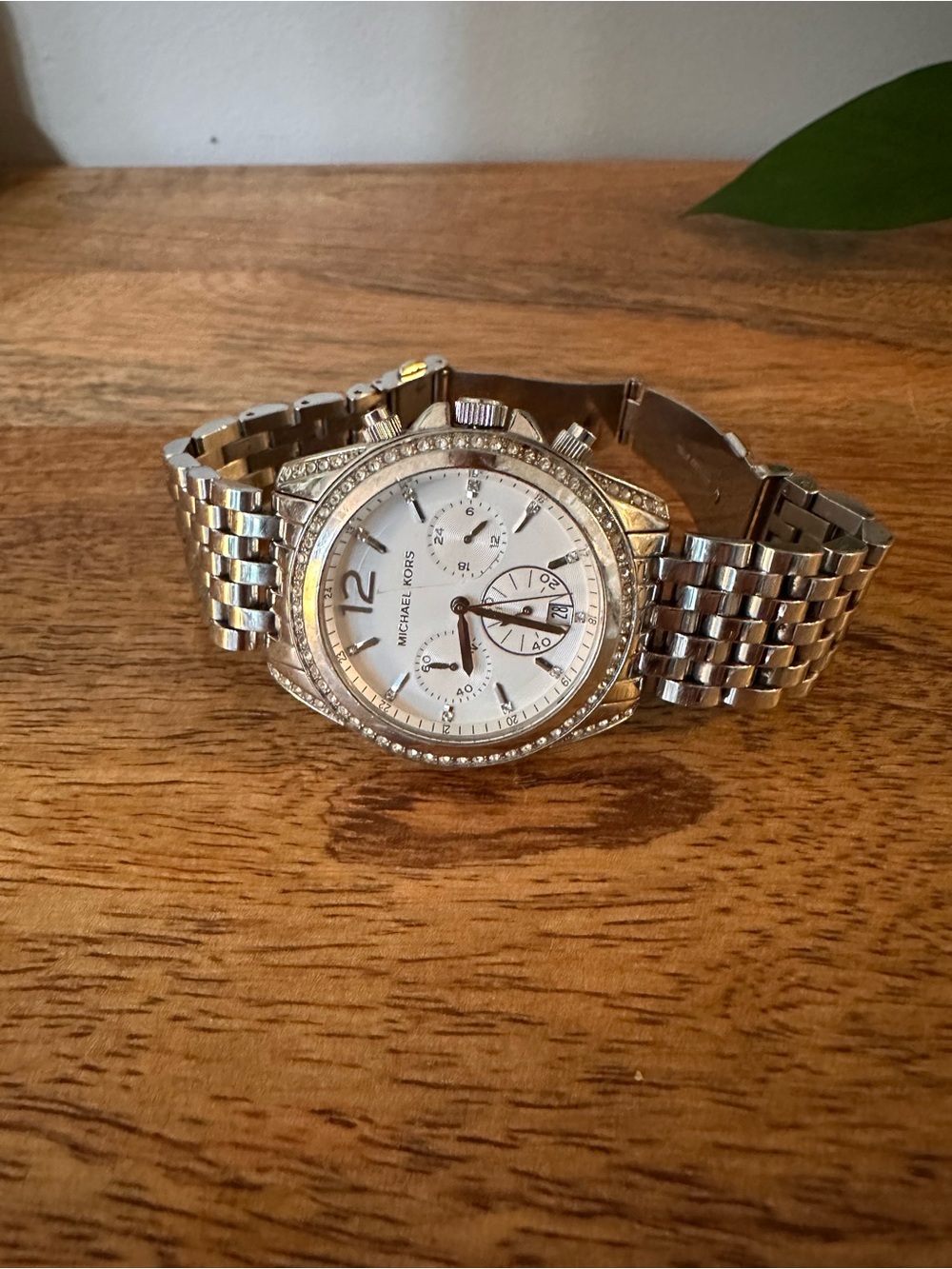Michael Kors Silver Crystal-Accent Chronograph Watch
